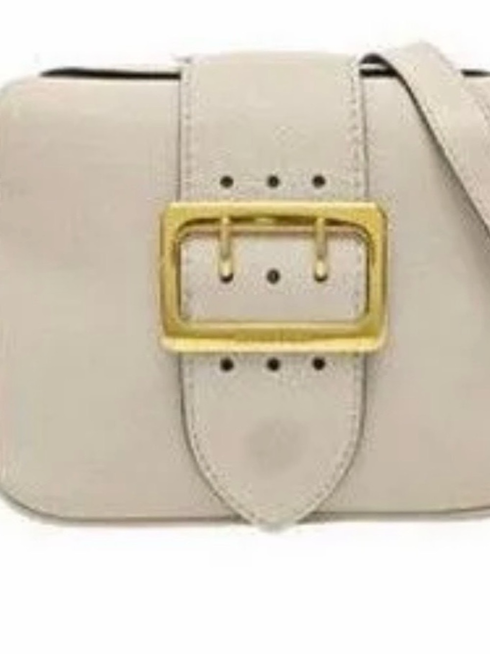 Burberry Cream Leather Crossbody with Gold Buckle